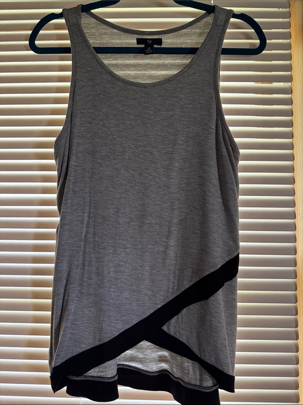 GAP Gray Tank with Black Diagonal Trim